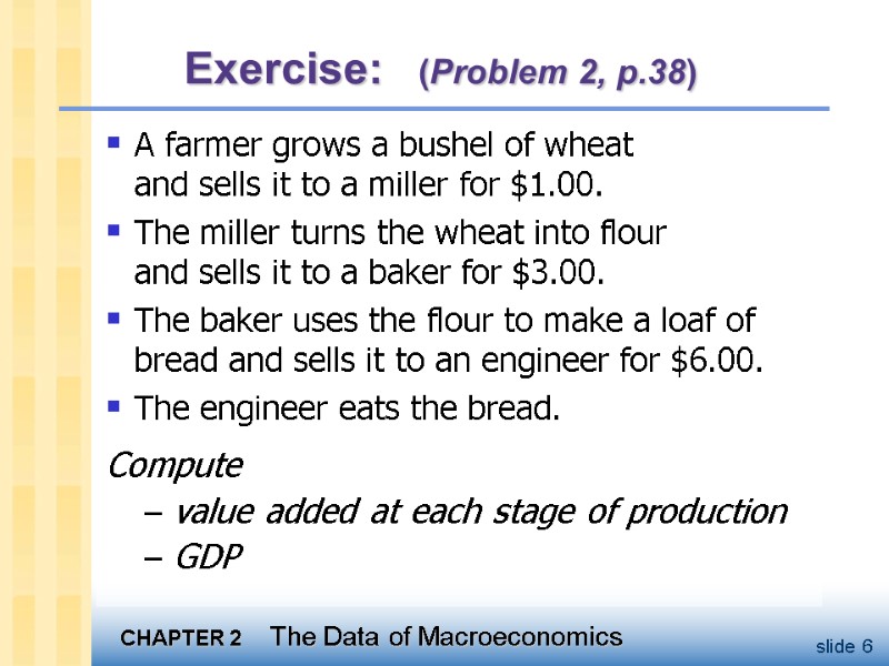 Exercise:   (Problem 2, p.38) A farmer grows a bushel of wheat 